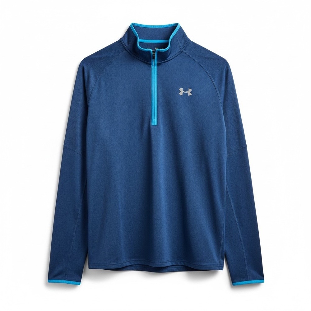 Actual Under Armour Run Pullover Mens XL Fitted Blue 1/4 Zip Lightweight Jacket